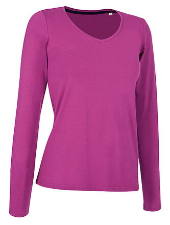 Tričko STEDMAN STARS CLAIRE V-NECK LONG SLEEVE tm. růžová M