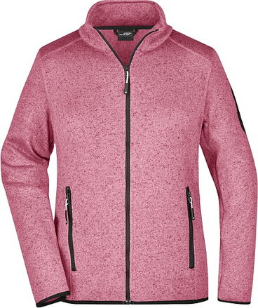 Dámská fleecová bunda James Nicholson knit fleece jacket women, růžová/bílá, vel. XXL